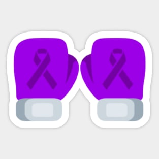 Purple Awareness Ribbon Boxing Gloves Sticker